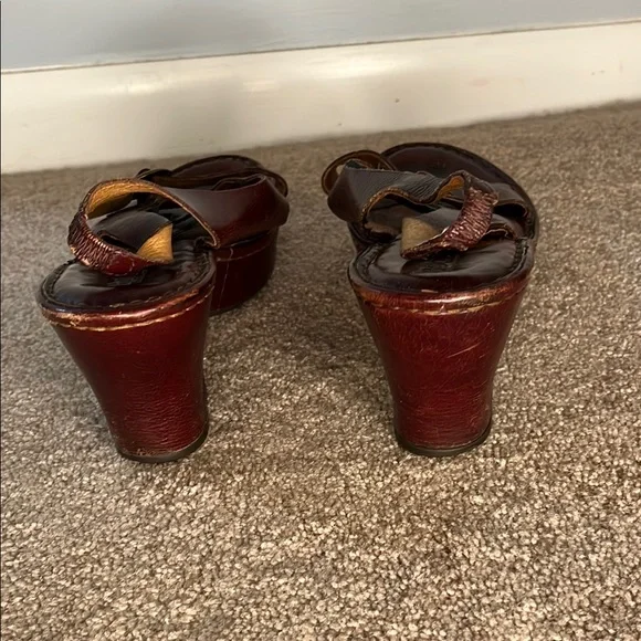 Born Brown Leather Platform Shoes - Picture 3 of 7